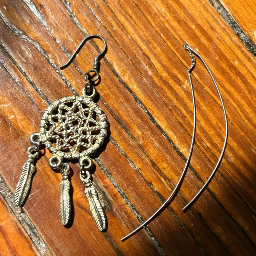 Mismatched Dream Catcher and Pull Through Earring